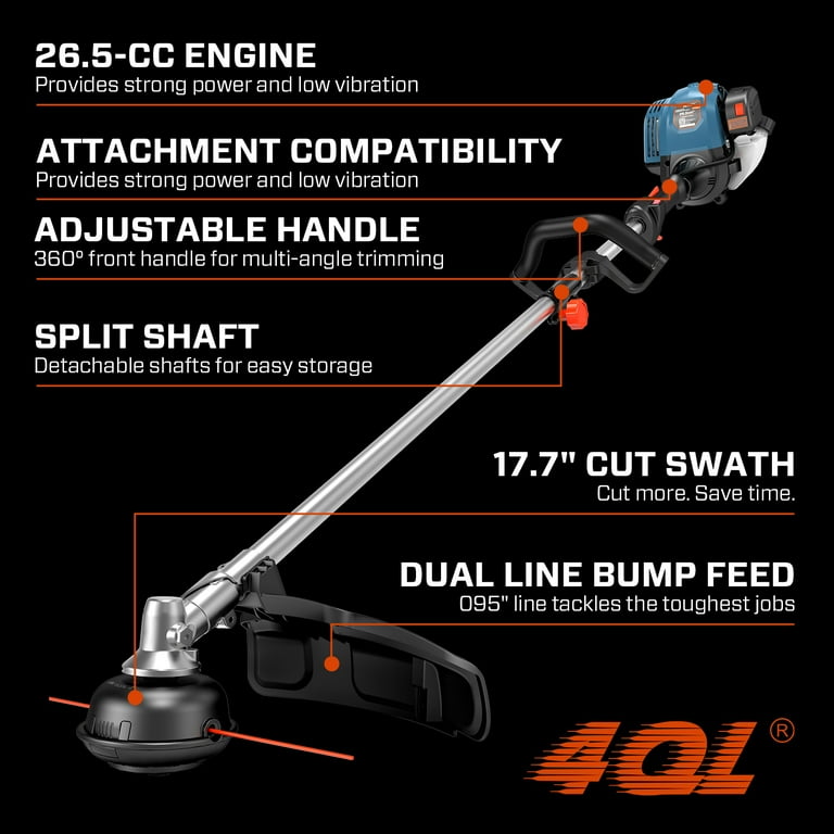 SENIX 26.5cc 4-Cycle Gas Weed Eater, Straight Shaft, Dual