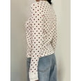 thumbnail image 6 of Cenuakty Women's Spring Slim Fit Tops White Long Sleeve V Neck Floral Print Button Up T-shirt, 6 of 6
