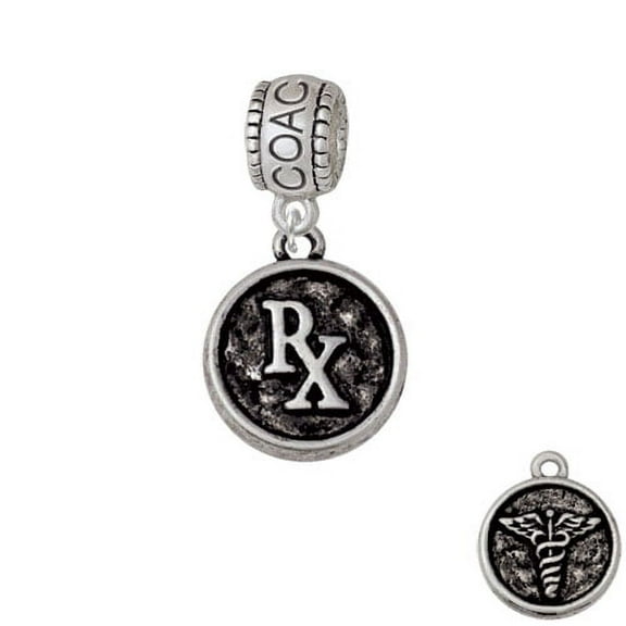 Medical Caduceus Seal - Rx - Coach Charm Bead