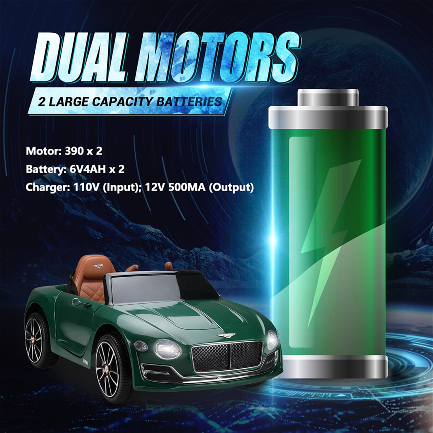CIPACHO Licensed Bentley Electric Vehicle Toy, 12V Powered Ride On Car with Lights, Music and Remote Control, Green CIPACHO Licensed Bentley Electric Vehicle Toy, 12V Powered Ride On Car with Lights, Music and Remote Control, Green