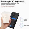 thumbnail image 5 of Dteck for Samsung Galaxy S22 Ultra Case, 2 in 1 Magnetic Wallet with Phone Grip, Compatible with MagSafe, Detachable Premium PU Leather Magnetic Case with Card Slots Ring Holder,Black, 5 of 9
