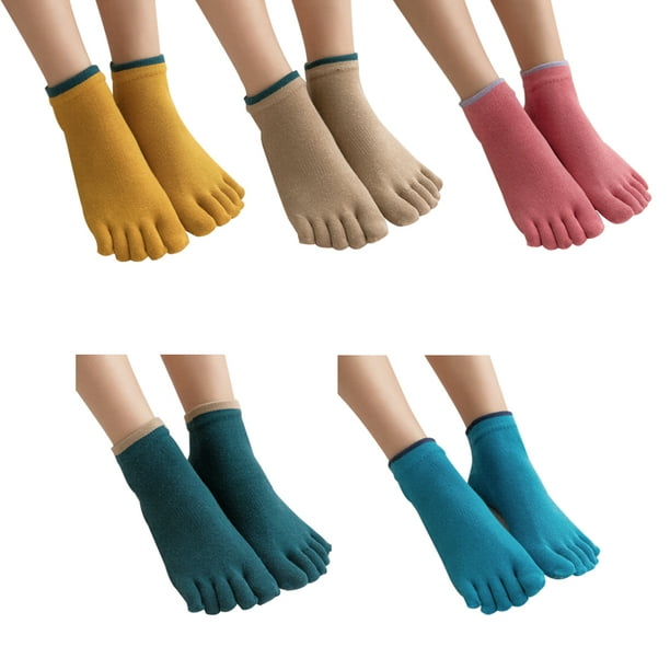 5 Pairs Yoga Toe Socks for Women Five Finger Socks with Grip Five Toe Non  Slip Barre Socks Cotton Anti-Skid Fitness Pilates Socks in 5 Colors for  Yoga