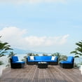 thumbnail image 4 of UBesGoo 7-Piece Outdoor Patio Sectional Sofa Set, All Weather Seating Group, Outdoor Patio Conversation Set with Coffee Table, Black Wicker and Blue Cushion, 4 of 8