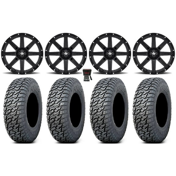 MSA Clutch 15" Wheels Black 33" Daemon Tires Can-Am Commander Maverick Renegade Outlander Defender