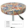 thumbnail image 2 of Kdxio Set Of Travel Vintage Print Stool Covers Round,Stretch Round Bar Stool Covers Washable Bar Stool Cushion Slipcover for 12-15 Inch Chair, 2 of 5