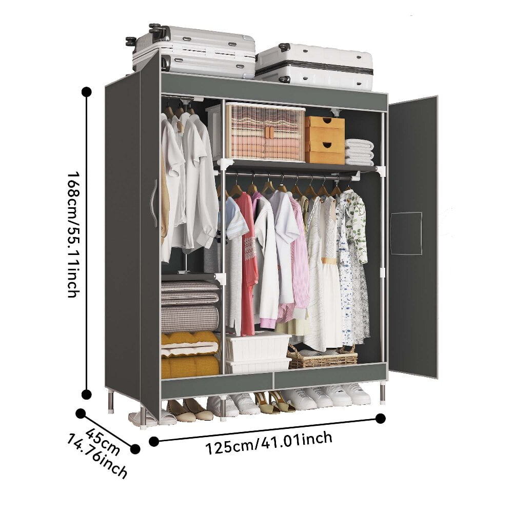 16mm Thick Galvanized Steel Rust - Proof Fabric Wardrobe, 125×45×168cm Multi - Scene Storage Closet with Magnetic Strips for Bedroom, Dorm, Apartment