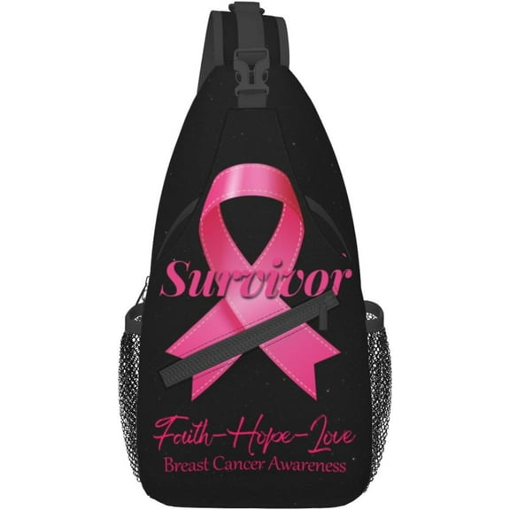 Breast Cancer Survivor Faith Love Hope Sling Bag Crossbody Hiking Travel Chest Bags Backpack Shoulder Daypack for Women Men