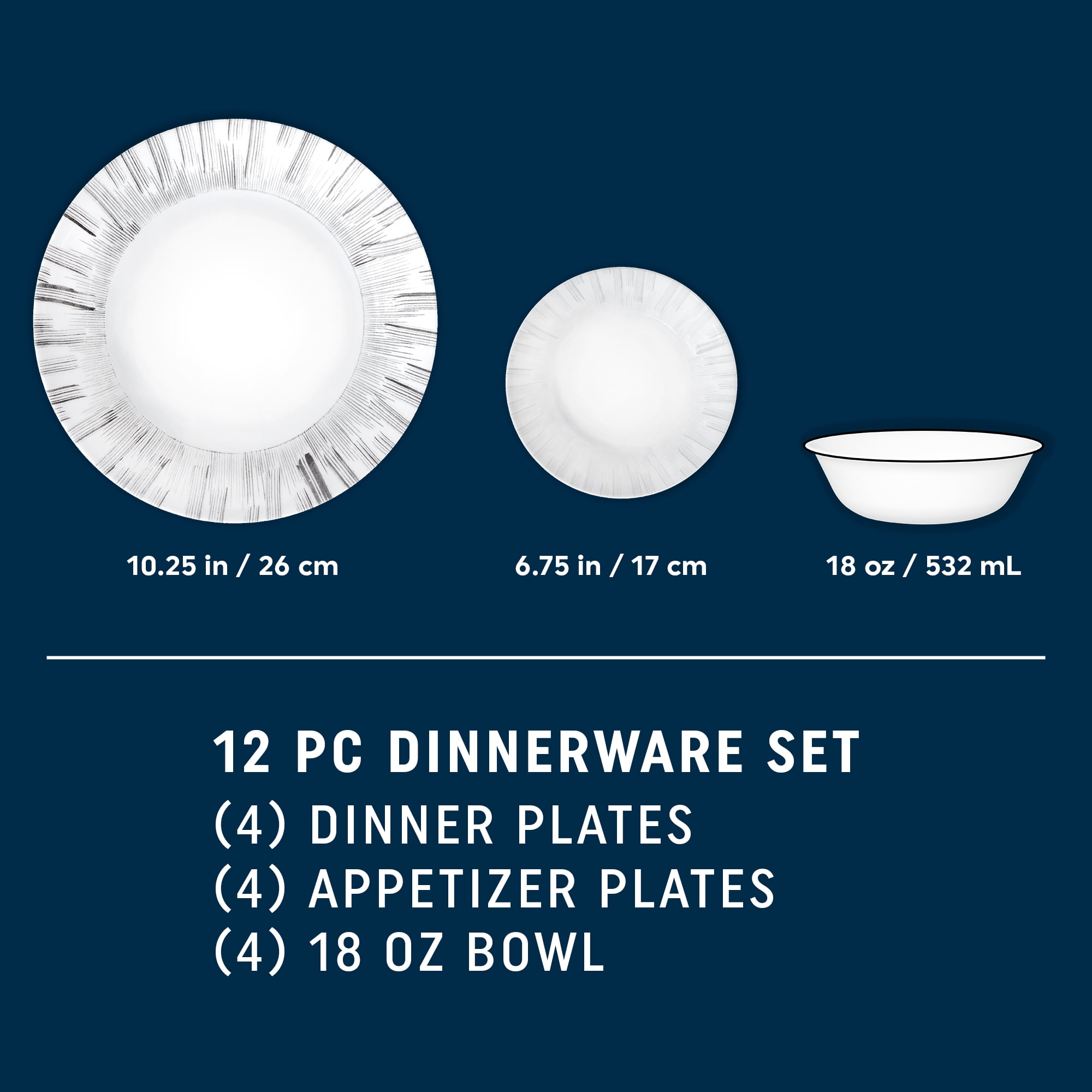 Corelle Arica 12-Piece Glass Dinnerware Set (Service for 4)