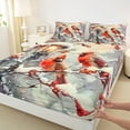 thumbnail image 3 of Manfei Christmas Bird Robin Bed Sheets for Kid, Winter Flower Plant King Sheets, Countryside Sheet Set, Breathable Home Decor, 4pcs, 3 of 7