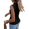 thumbnail image 4 of Sleeveless Women Solid Button Down Ruffle Knit Vest Peplum Tops, 4 of 6