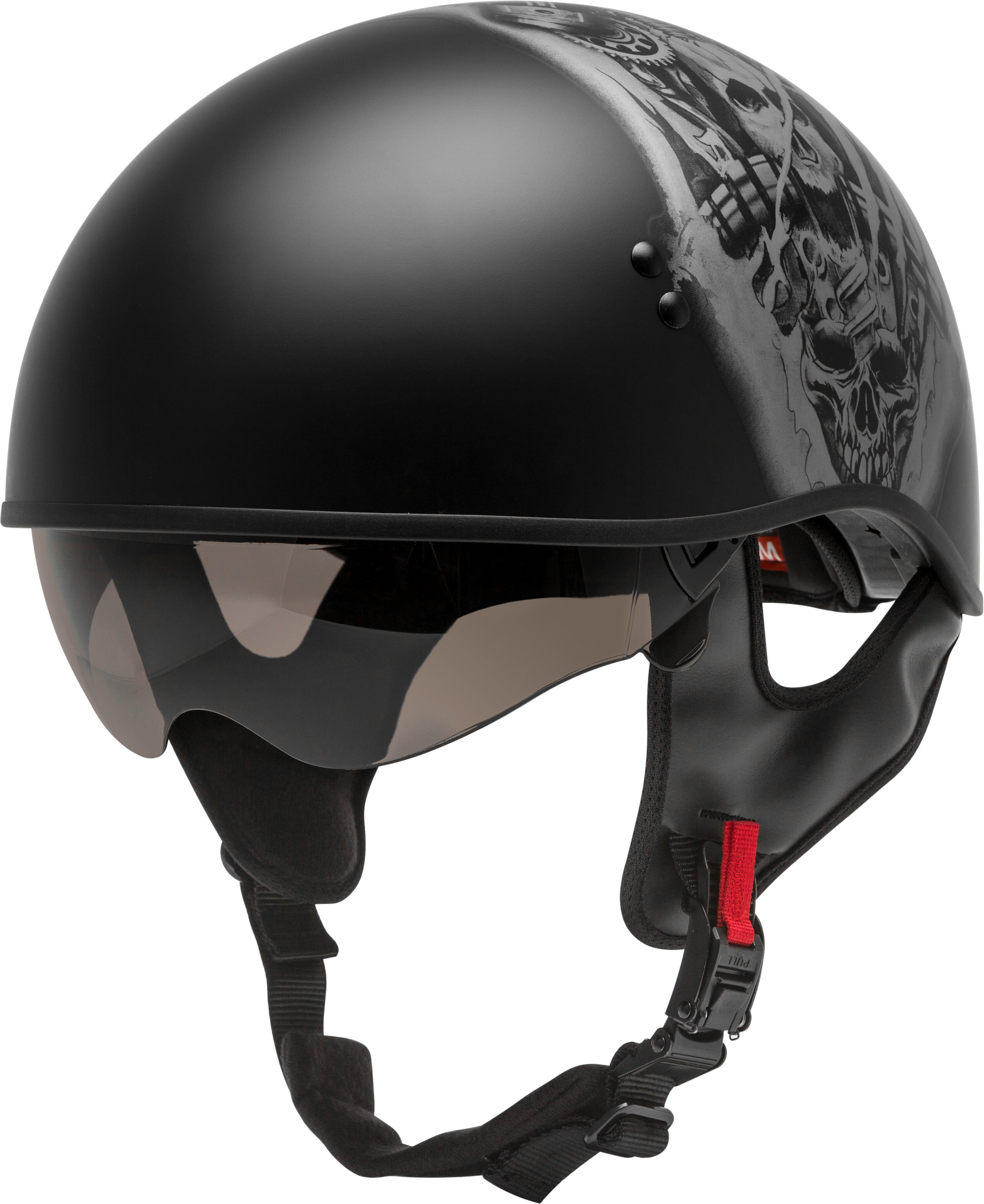 GMAX Hh-65 Half Helmet Tormentor Naked Matte Black/Silver 
