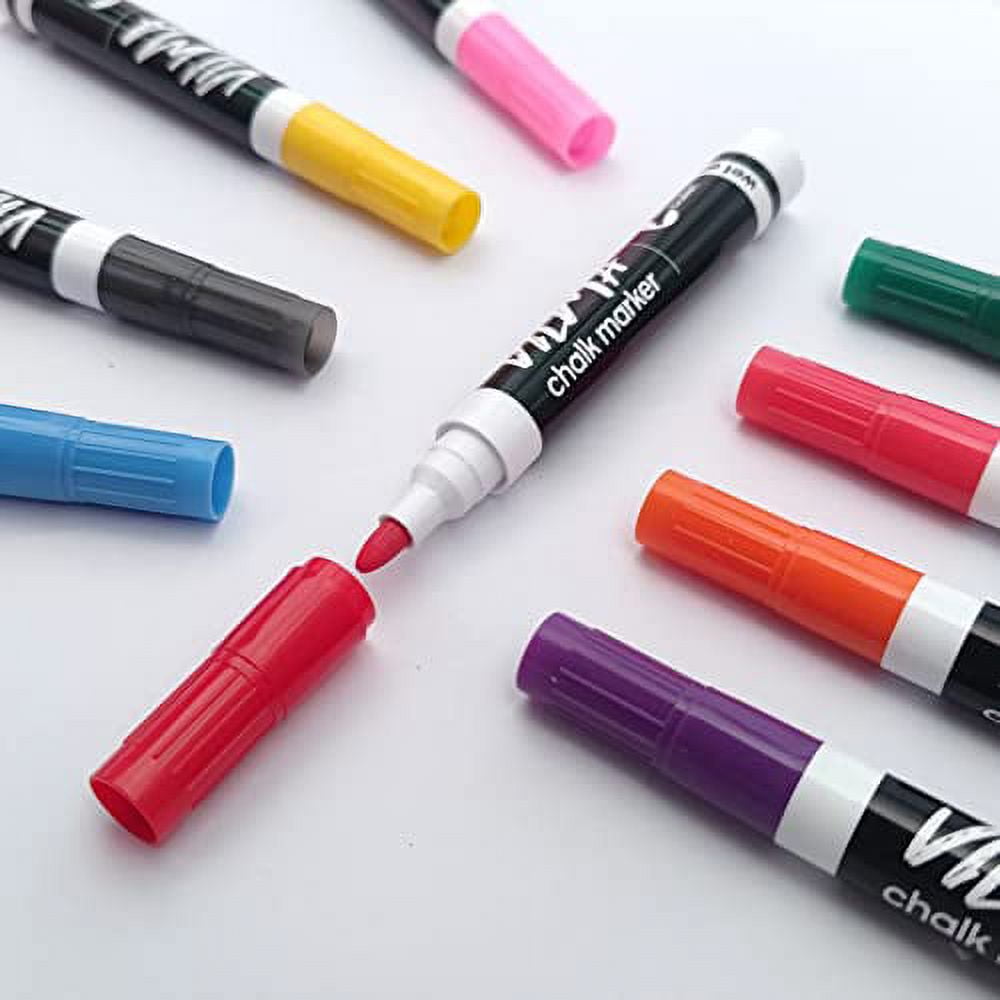 Vilma Liquid Chalk Markers Window Markers for Cars Glass pens Wet Erase  Markers Washable Blackboard Markers for Car Window, Mirrors,Signs,Crafts,  2MM Tip 12 Pack,12 Colors 