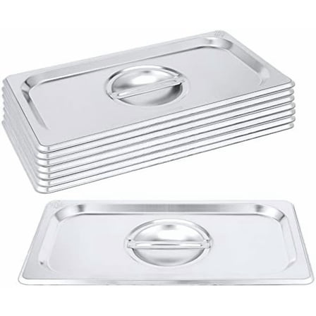 8 Pack 1/3 Size Stainless Steel Steam Table Lid, Solid Hotel Pan Cover with Handle for Steam Food Pan, Non-Stick Surface