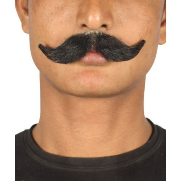 HPO Men's Handlebar Style Mustache Set Black Cosplay Facial Hair
