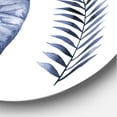 thumbnail image 3 of Designart 'Blue Watercolour Tropical Leaves IV' Traditional Circle Metal Wall Art 36x36 - Disc of 36, 3 of 5