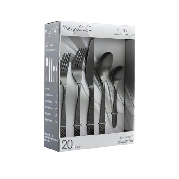 La Vague 20-Piece Matte Black Stainless Steel Flatware Set (Service for 4)