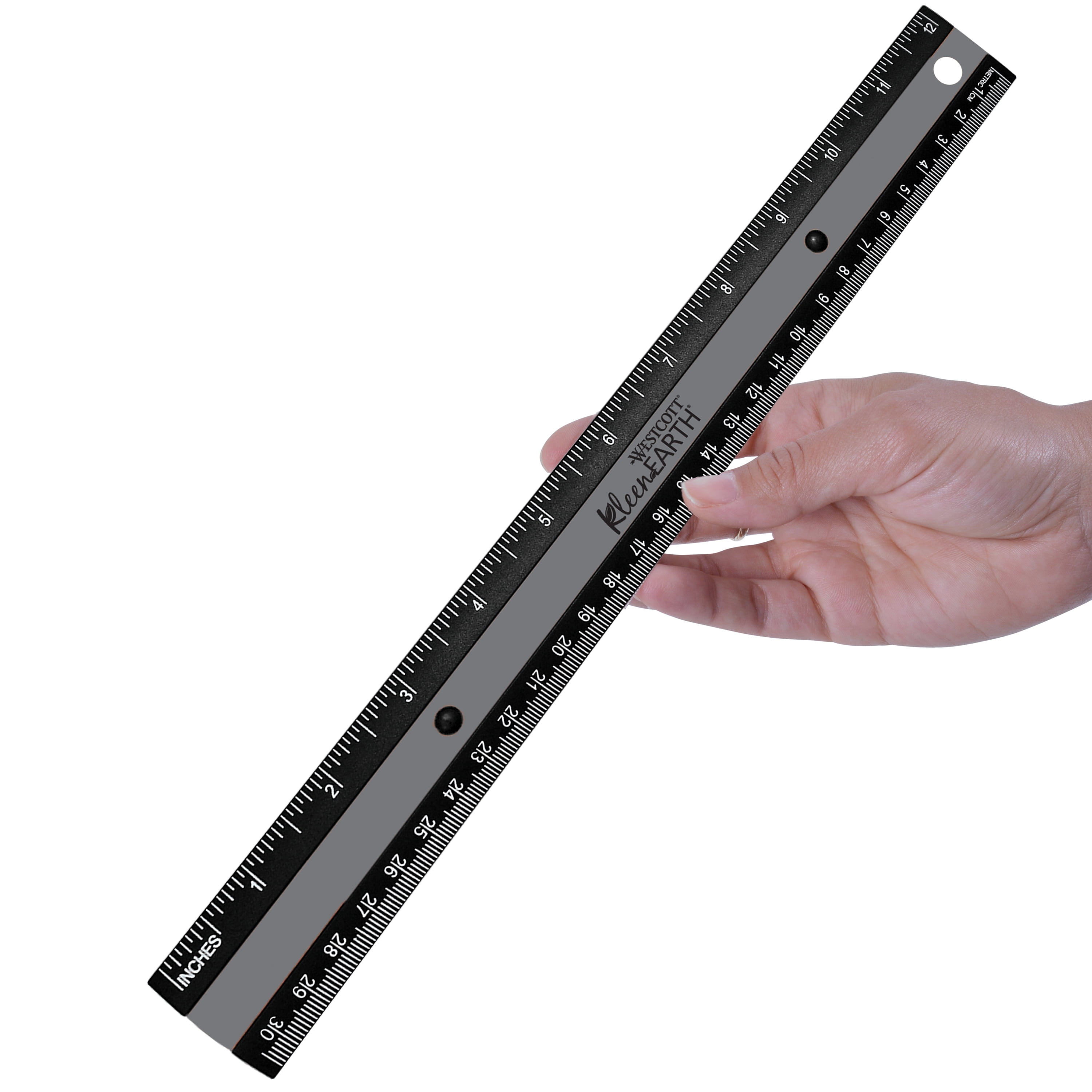 Westcott 12" Kleen Earth Black, Recycled Ruler, Plastic, 1 Each, No Bulk, High School.