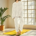 thumbnail image 2 of tarylea Pajamas for Women Set Crew Neck Long Sleeve Tops Elastic Waist Trousers Solid Color Plush Suits Casual Loose Winter Warm Homewear, 2 of 6