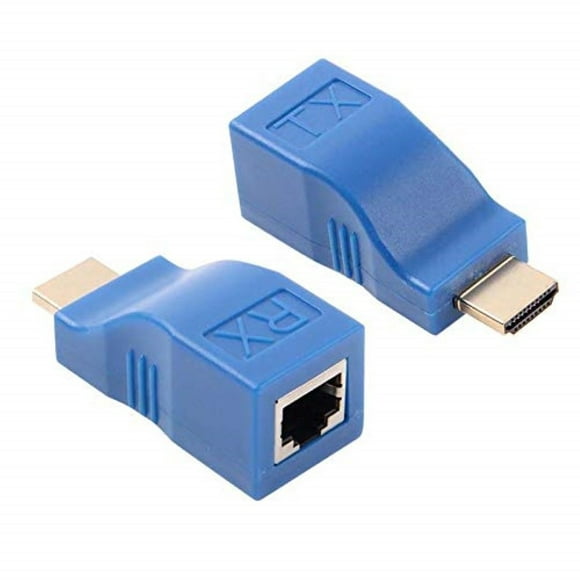 Adaptateur de Convertisseur de Câble Réseau HDMI, GEATSTAR 30M HDMI à RJ45, Séparateur, Répéteur par Cat 5e Cat 6 1080P pour HDTV HDPC PS4 STB 4K 2K (Bleu)