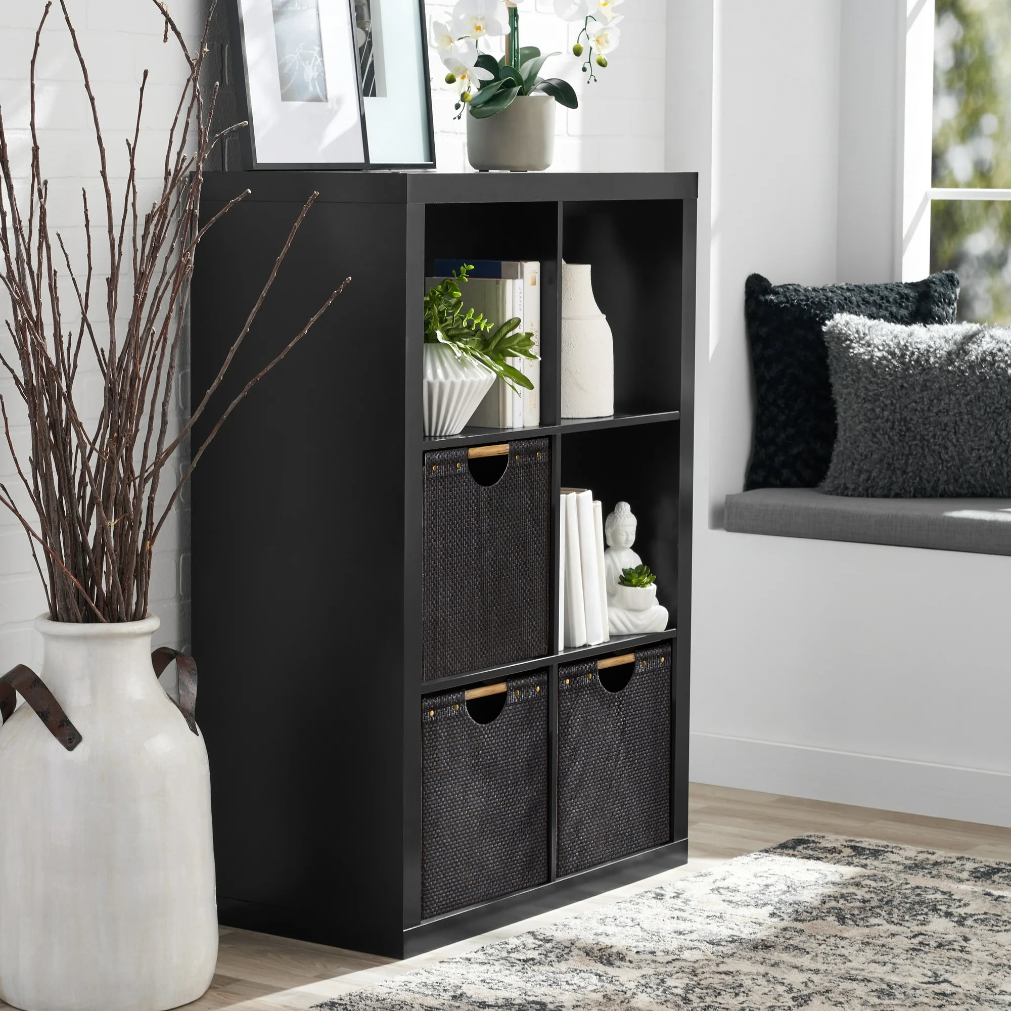 Better Homes & Gardens 6 Cube Storage Organizer, Solid Black