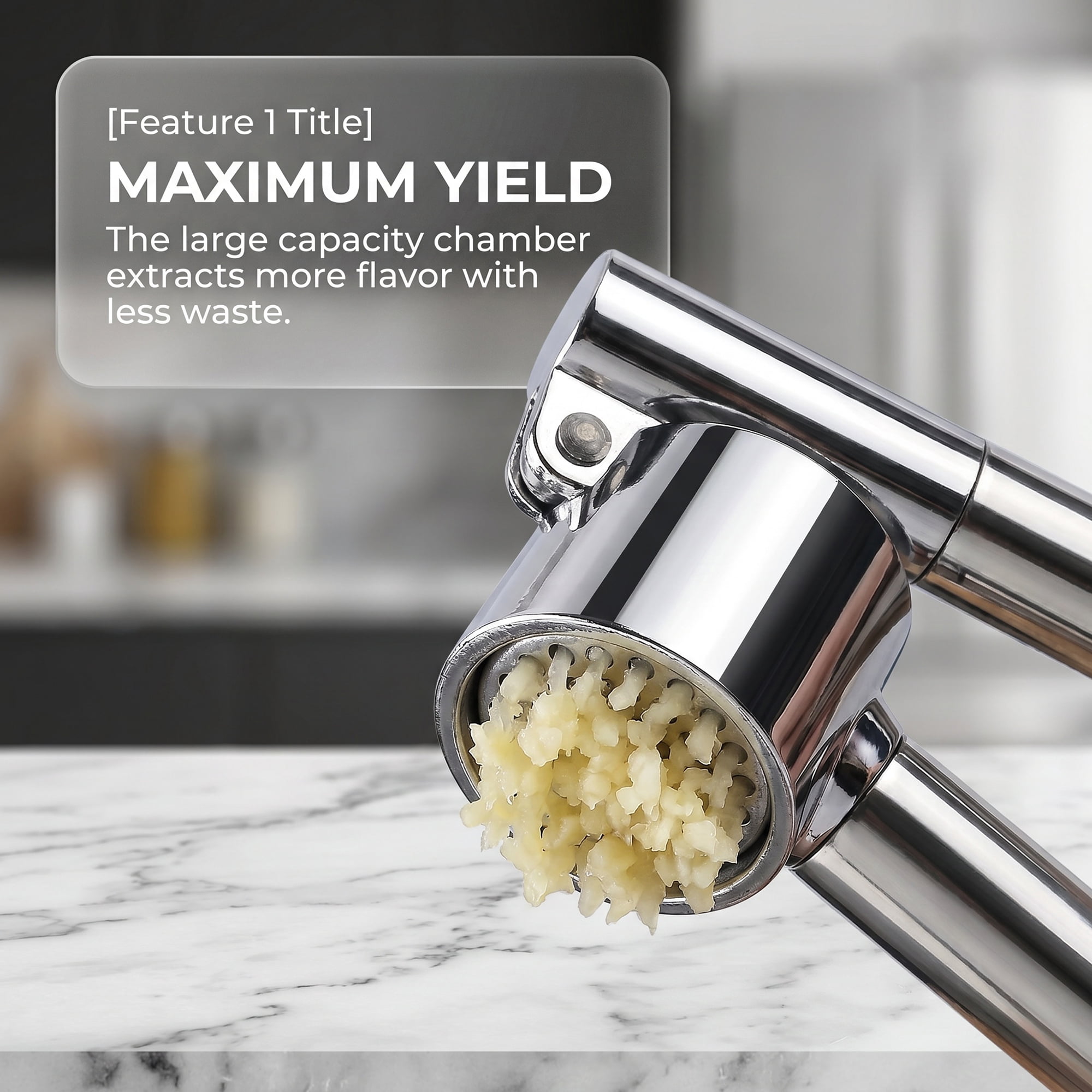Unique Bargains Chopper Food Processor Ergonomic Long Handle Garlic Squeezer Silver-1