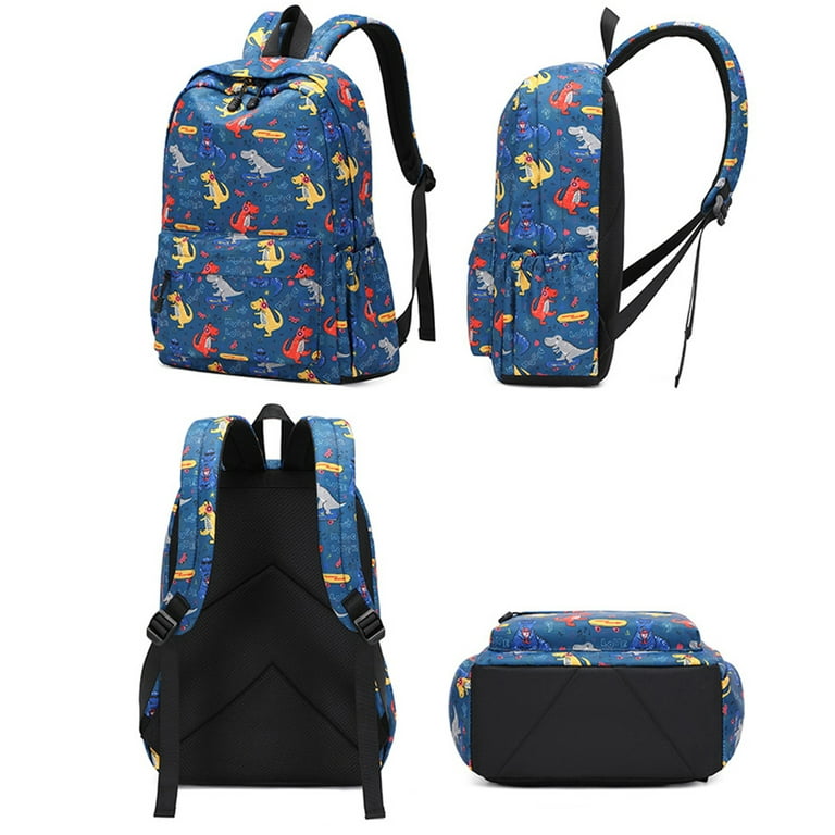 Cartoon dinosaur crocodile Children student bookbag School bag Backpack  bags for boys(Dinosaur-Dark Blue)