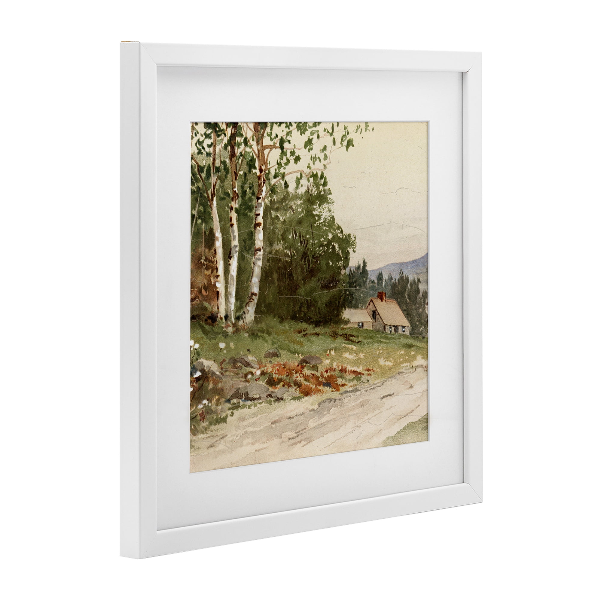 Stupell Industries Farm House Dirt Road White Framed Print Under Glass, design by Lula Bijoux & co.