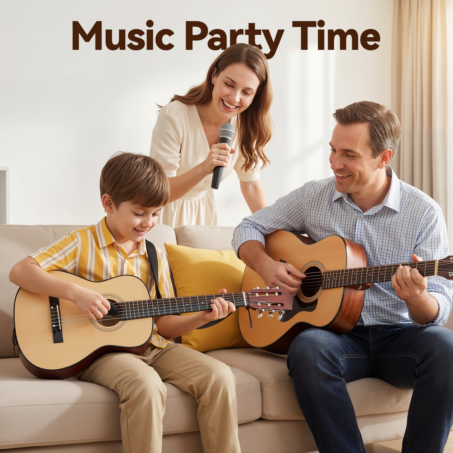 FUJILI 30 Inch Kids Acoustic Guitar Beginner Set with Strap & Picks, Classical Wooden Guitar for Kids Ages 5-12, Junior Starter Guitar Toy for Learning Music, Starter Acoustic Guitar Kit for 8-10