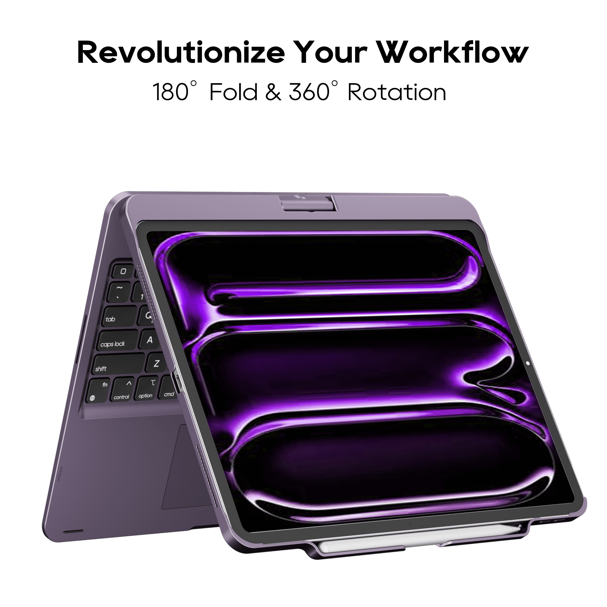 edaiser Swivel Keyboard Case for Apple iPad Pro 13 inch M4 M5 2024 2025; Wireless 360 Rotatable Cover, Pencil Holder, Multi-Touch Trackpad, Backlit A2925 A2926 A3007 A3360 A3361 A336, Metallic Purple