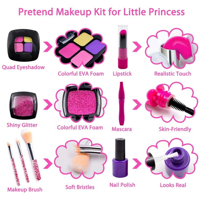 Washable Kids Makeup Girl Toys - Non Toxic Real Kids Makeup Kit for Gi -  Jolinne