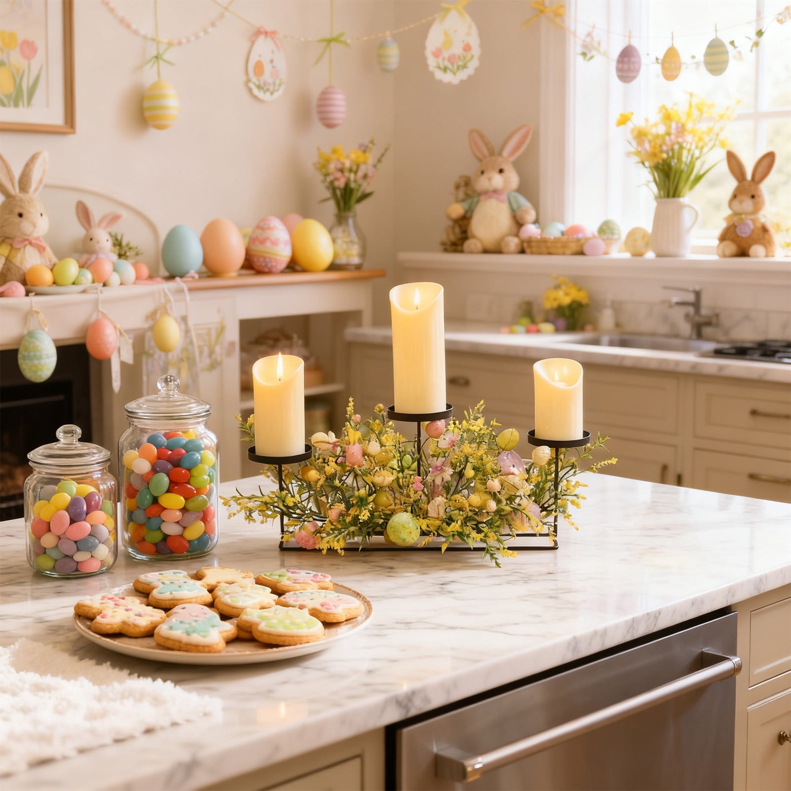 Spring Clearance! YZEGDCH Easter Picks Artificial Sprays Wire Spring Easter Home Decor Centerpiece Flower Arrangement Easter Gift for Women Men