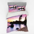 thumbnail image 2 of Ambesonne Landscape Bedding Set 3 Pcs, Sandy Beach by River, Twin XL, Purple Cream, 2 of 3
