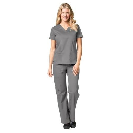 

Maevn Blossom 3 Pocket V-Neck Scrub Top & Utility Pocket Cargo Scrub Pant Set