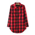 thumbnail image 1 of Chemise à Manches Longues pour Femmes Col Rabattu Imprimé à Carreaux Classique Chemise Longue en Coton Noir Rouge, 1 of 4