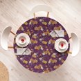 thumbnail image 4 of Ambesonne Floral Fitted Round Tablecloth, Roses and Chamomile Lover, 56"- 60" Diameter, Plum Pale Cinnamon, 4 of 5