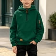 thumbnail image 6 of LOINRODI Boys Half Zip Hooded Sweatshirt, Pullover Zip Arm Pocket Fleece Lined Raglan Sleeve Casual Long Sleeve Fall Street Pullover Hoodie Green Size 6, 6 of 9
