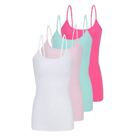 

M&M SCRUBS Women s Camisole Cotton Stretch Undershirt with Adjustable Strap Tank Top 4 Pack (Hg Pink Aqua Neon Pink) XX-Large