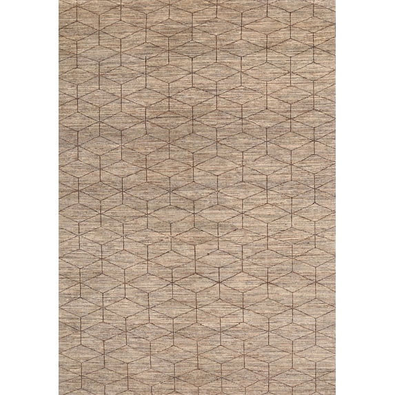 Ahgly Company Indoor Rectangle Contemporary Dark Almond Brown Abstract Area Rugs, 6' x 9'