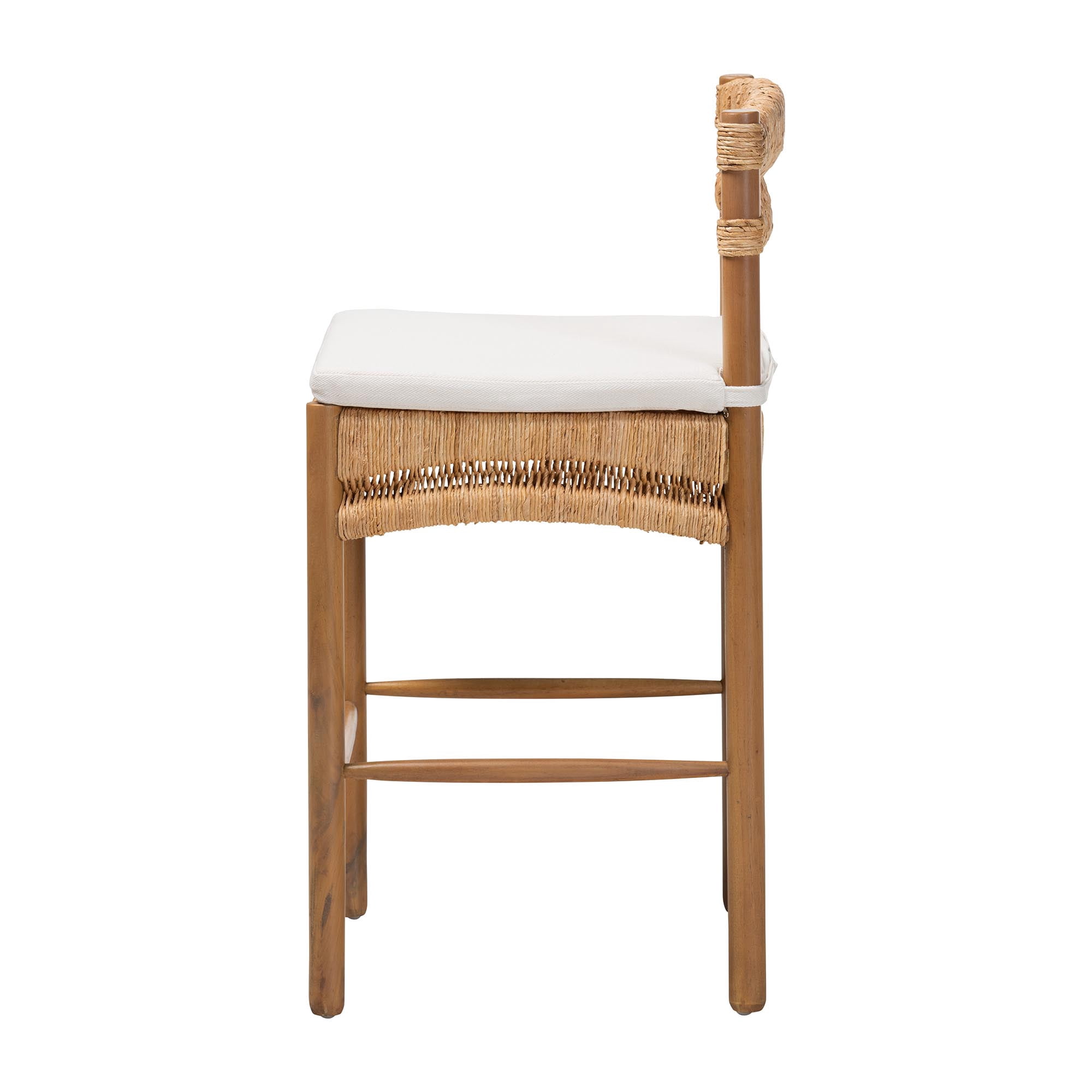 bali & pari Elvera Boho Counter Stool, 27.2" H Counter Height, Light Walnut
