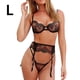 thumbnail image 1 of Traje de ropa interior sexy Traje de encaje bordado con cuello en V Traje sexy para mujer, L 3pcs / set Noticed XX000120-03, 1 of 7