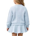 thumbnail image 5 of Juorvia Back to School Outfits for Girls 2pc Cable Knitted Textured Loose Fitted Sweater Pleated Skirt(2-3 Years,Light Blue), 5 of 5