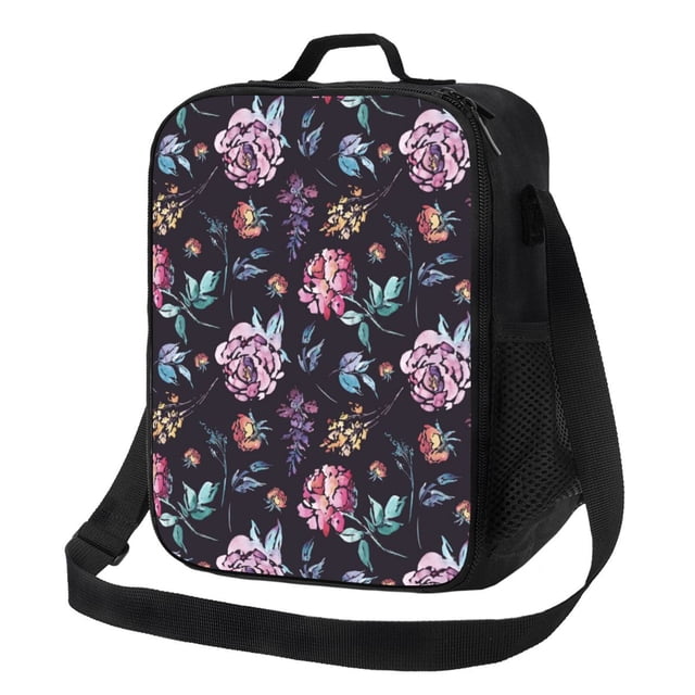 Disketp Roses Flowers Bolsa Térmica Estampada para Almuerzo, Lonchera para Hombres y Mujeres Adultos