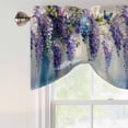thumbnail image 3 of Purple Lavender Tie Up Valance Curtains for Windows, Kitchen Curtains Window Shades, Butterfly Flower Abstract Brush Artwork Light Filtering Roman Curtain Valances for Bedroom/Bathroom/Cafe 42"x18", 3 of 9