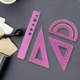 thumbnail image 1 of Feltree Metal Ruler Set, Aluminum Alloy Hollow Design Geometric Stencil with Straight Ruler, Protractor, Triangle Rulers for Student School Supplies, Geometry Math Drafting Tools, Gift Box, 1 of 8