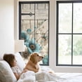 thumbnail image 2 of Teal Tulip Butterfly Window Privacy Film, Beige Turquoise Floral Farmhouse Wooden Static Cling UV Sun Blocking Heat Control Window Tint Day and Night, Non-Adhesive One Way Privacy Cover 23.6''x59'', 2 of 7