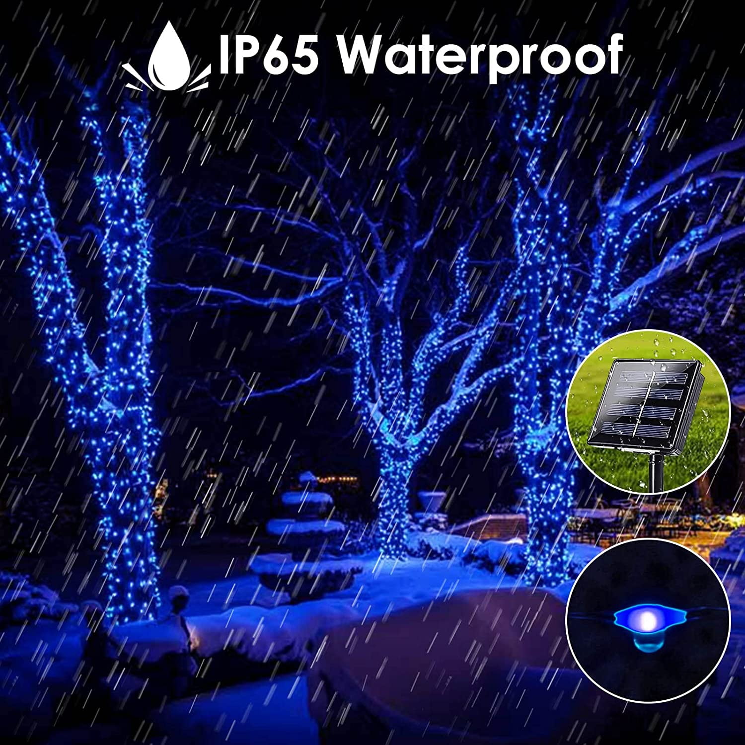 4 Pack Solar Fairy String Lights Outdoor 184FT 520LED, Juhefa IP65 Waterproof Christmas Twinkle Lights for DIY Christmas Decorations, Garden, Wedding, Holiday (Blue)