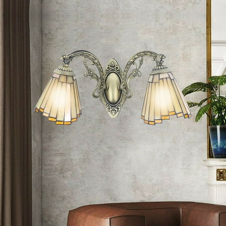 

Retro Tiffany Style Wall Sconce Stained Glass Vanity Wall Light Lighting Fixture for Bathroom Bedroom Living Room Hotel