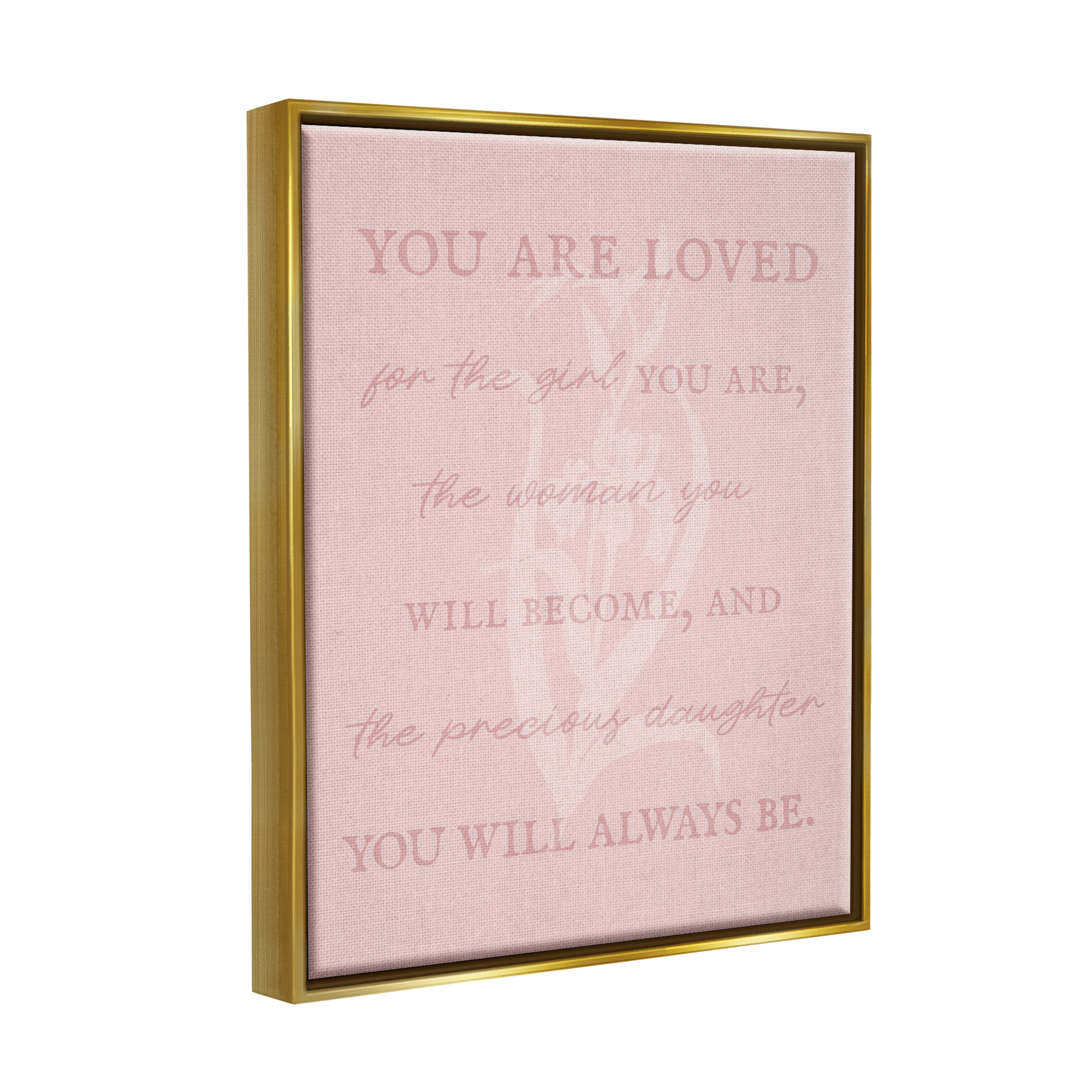 Stupell Industries Daughter You Are Loved Inspirational Painting Gold Floater Framed Canvas Art Print Wall Art, 25 x 31