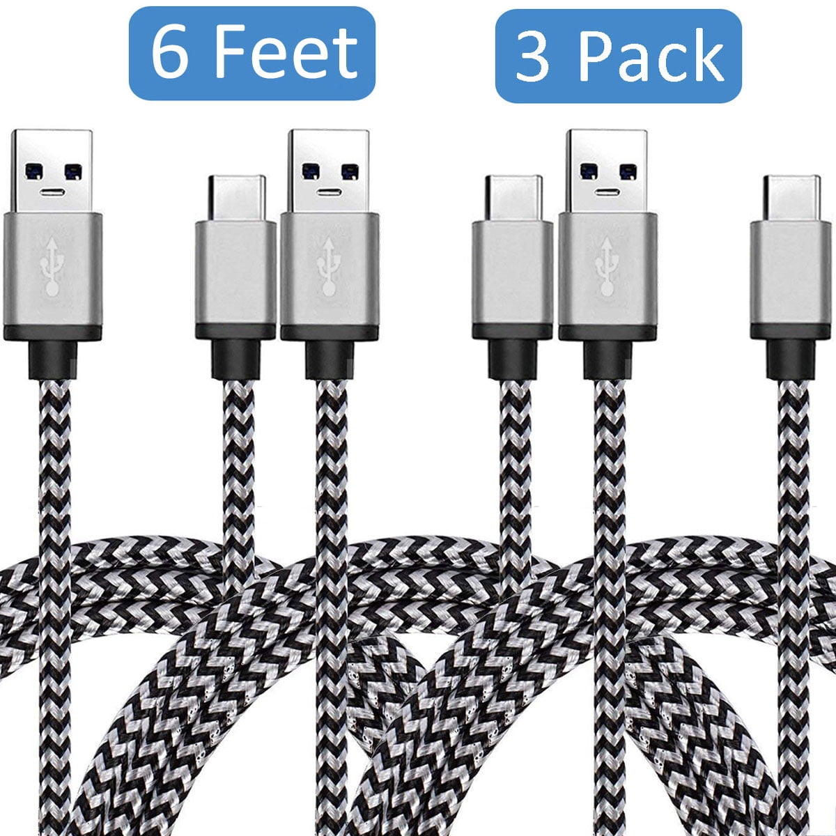 Extra Long USB Type C 3.1 Fast Data Charger Cable for Samsung Galaxy S8 S9 PLUS