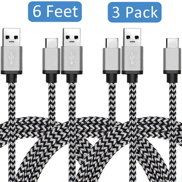 3 Pcs 6ft Usb 3 1 Type C Charging Sync Data Cable Charger Cord For